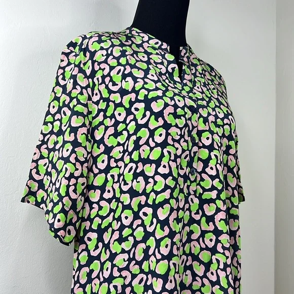 TUCKER NYC Green Laura Silk Midnight Leo Animal Print Dress XS